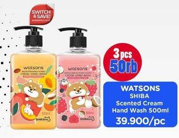 Promo Harga WATSONS Shibainc Cream Hand Wash 500 ml - Watsons