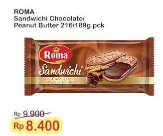 Promo Harga Roma Sandwich Chocolate, Peanut Butter 216 gr - Indomaret