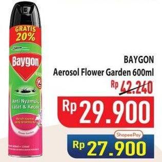 Promo Harga Baygon Insektisida Spray Flower Garden 600 ml - Hypermart