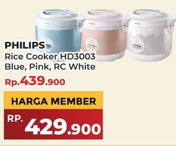 Promo Harga Philips HD3003/30 Rice Cooker 1.8L  - Yogya