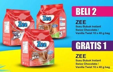 Promo Harga ZEE Susu Bubuk Swizz Chocolate, Vanilla Twist per 10 sachet 40 gr - Indomaret