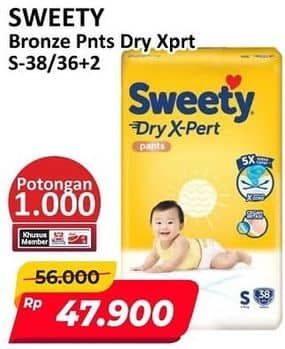 Promo Harga Sweety Bronze Pants Dry X-Pert S36+2 38 pcs - Alfamart