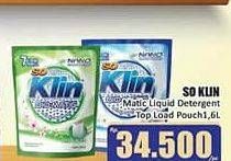 Promo Harga SO KLIN Biomatic Liquid Detergent Top Load 1600 ml - Hari Hari
