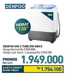 Promo Harga DENPOO DW-888 | Mesin Cuci 2 Tube 7kg D  - Carrefour
