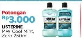 Promo Harga LISTERINE Mouthwash Antiseptic Cool Mint, Zero 250 ml - Alfamart