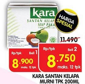 Promo Harga Kara Santan Kelapa Murni 200 ml - Superindo