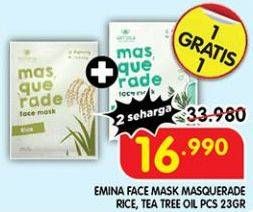 Promo Harga Emina Masquerade Face Mask Rice, Tea Tree Oil 23 gr - Superindo