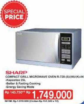 Promo Harga Sharp Compact Grill Microwave Oven R-728  - Hypermart
