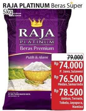 Promo Harga Raja Platinum Beras Slyp Super 5000 gr - Alfamidi