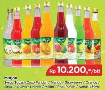 Promo Harga Marjan Syrup Squash Coco Pandan, Mango, Strawberry, Orange, Sirsak, Jambu, Leci, Melon, FruitPunch, Nanas 450 ml - TIP TOP