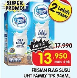 Promo Harga Frisian Flag Susu UHT Purefarm Full Cream 946 ml - Superindo