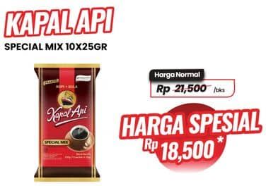 Promo Harga Kapal Api Kopi Bubuk Special Mix per 10 sachet 24 gr - Carrefour