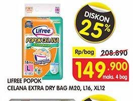 Promo Harga Lifree Popok Celana Ekstra Serap M20, L16, XL12  - Superindo