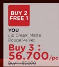 Promo Harga YOU Lip Cream Matte Rouge Velvet 4 gr - Watsons