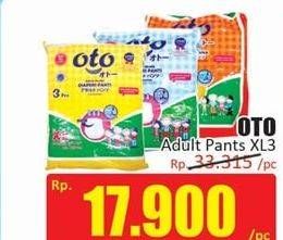 Promo Harga OTO Adult Diapers Pants XL3 3 pcs - Hari Hari
