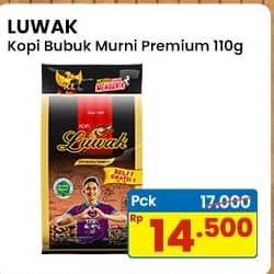 Promo Harga Luwak Kopi Murni Premium per 2 bag 140 gr - Indomaret