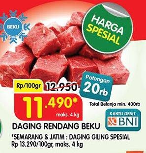 Promo Harga Daging Rendang Sapi Beku per 100 gr - Superindo
