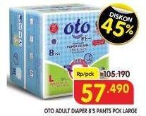 Promo Harga OTO Adult Diapers Pants L8 8 pcs - Superindo