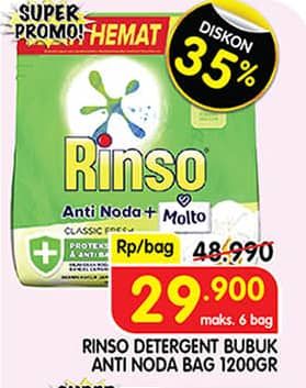 Promo Harga Rinso Anti Noda Deterjen Bubuk 1200 gr - Superindo