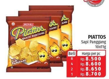 Promo Harga PIATTOS Snack Kentang Sapi Panggang per 10 pcs 11 gr - Lotte Grosir