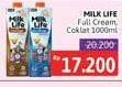 Promo Harga Milk Life UHT Full Cream, Cokelat 1000 ml - Alfamidi