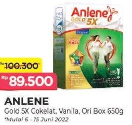 Promo Harga Anlene Gold Plus 5x Hi-Calcium Coklat, Original 650 gr - Alfamart