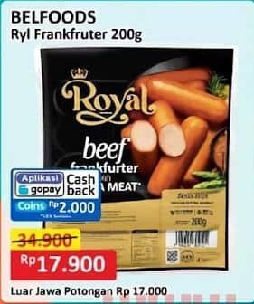 Promo Harga Belfoods Royal Sausages Beef Frankfurter, Cheese Frankfurter 200 gr - Alfamart