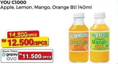 Promo Harga You C1000 Health Drink Vitamin Apple, Orange, Mango, Lemon 140 ml - Alfamart