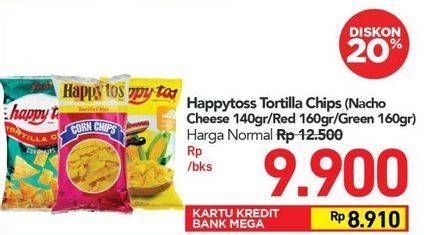 Promo Harga HAPPY TOS Tortilla Chips Nacho Cheese, Merah, Hijau 140 gr - Carrefour