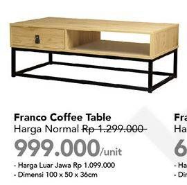 Promo Harga Franco Coffee Table 100x50x36cm  - Carrefour