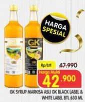 Promo Harga GK Syrup Markisa Asli Black Label, Markisa Asli White Label 630 ml - Superindo