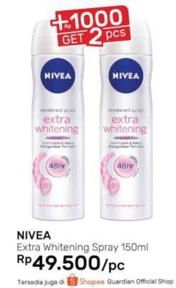 Promo Harga NIVEA Deo Spray Extra Whitening 150 ml - Guardian