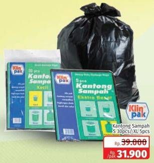 Promo Harga KLINPAK Kantong Sampah S 30, XL 5  - Lotte Grosir