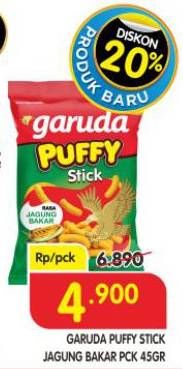 Promo Harga Garuda Puffy Stick Jagung Bakar 45 gr - Superindo
