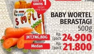 Promo Harga Wortel Berastagi Baby 500 gr - LotteMart