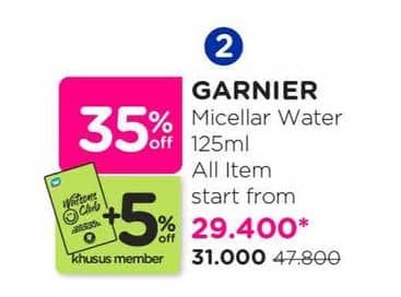 Promo Harga Garnier Micellar Water All Variants 125 ml - Watsons