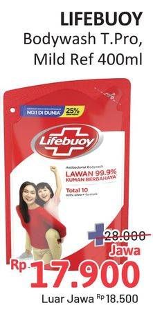 Promo Harga Lifebuoy Body Wash Total 10, Mild Care 400 ml - Alfamidi
