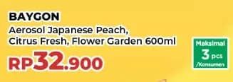 Promo Harga Baygon Insektisida Spray Japanese Peach, Citrus Fresh, Flower Garden 600 ml - Yogya