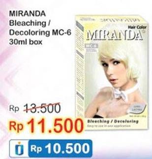 Promo Harga MIRANDA Hair Color Bleaching, Decoloring MC6 30 ml - Indomaret