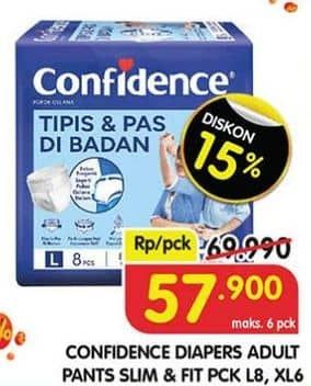 Promo Harga Confidence Adult Pants Tipis & Pas Di Badan L8, XL6 6 pcs - Superindo