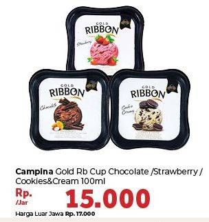 Promo Harga CAMPINA Gold Ribbon Chocolate, Strawberry, Cookies Cream 100 ml - Carrefour