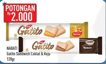 Promo Harga NABATI Gatito Lidah Kucing Coklat, Keju 128 gr - Hypermart