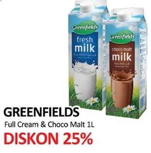 Promo Harga GREENFIELDS UHT Full Cream, Chocomalt 1000 ml - Yogya