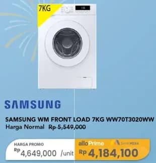 Promo Harga Samsung WW70T3020WW/SE Washing Machine with Quick Wash and Drum Clean  - Carrefour