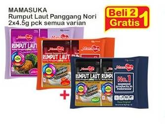 Promo Harga Mamasuka Rumput Laut Panggang All Variants per 2 bungkus 4 gr - Indomaret