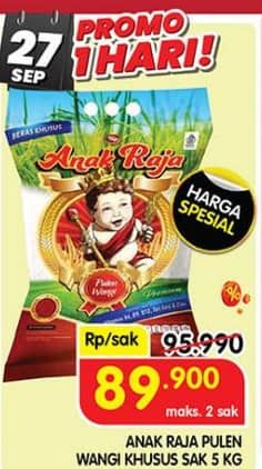 Promo Harga Anak Raja Beras Pulen Wangi 5000 gr - Superindo