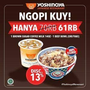 Promo Harga YOSHINOYA Brown Sugar Coffee Milk 14oz + Beef Bowl  - Yoshinoya