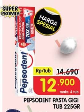 Promo Harga Pepsodent Pasta Gigi Pencegah Gigi Berlubang White 225 gr - Superindo
