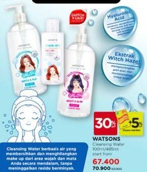 Promo Harga Watsons Cleansing Water 100 ml - Watsons