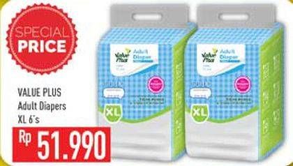 Promo Harga VALUE PLUS Premium Adult Diapers XL6  - Hypermart